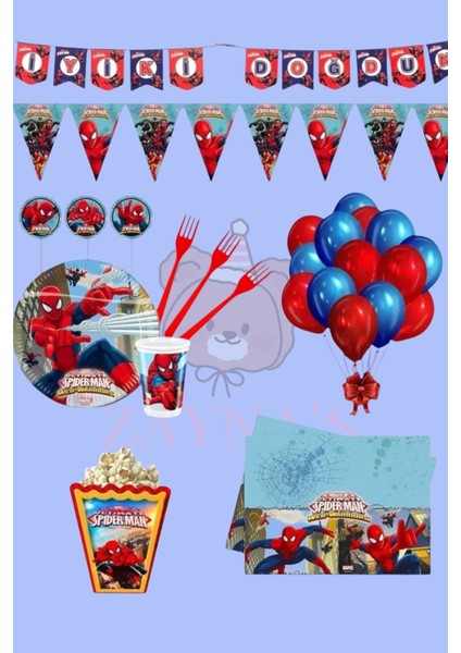 Örümcek Adam Temalı 32 Kişilik Full Set - Doğum Günü Parti Seti Malzemeleri