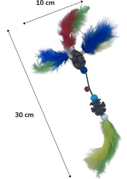 buffer® tüylü tahta boncuklu zilli kedi oyuncağı çok renkli kedi oyuncak fırsatları