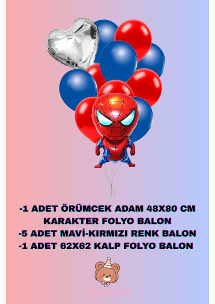 Örümcek Adam Temalı Karakter Baskılı Folyo Balon Seti Kalpli fiyatları