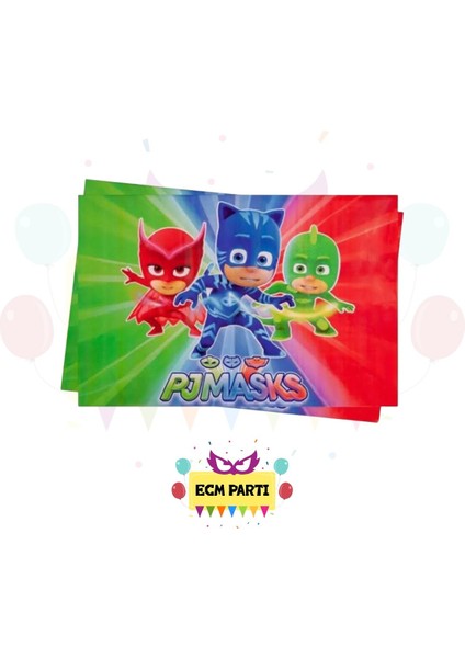 Pijamaskeliler Temalı Plastik Masa Örtüsü - Doğum Günü Parti Seti Malzemeleri