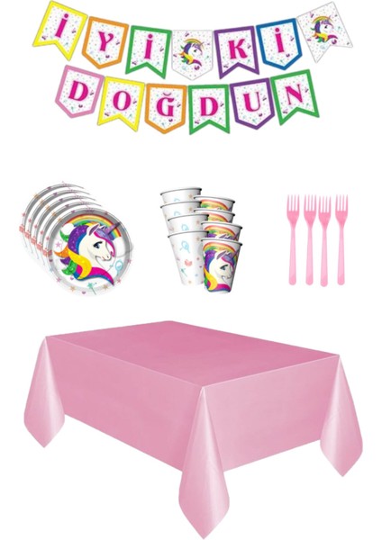 Ünicorn Temalı Doğum Günü Süsleme Seti / Ü-4