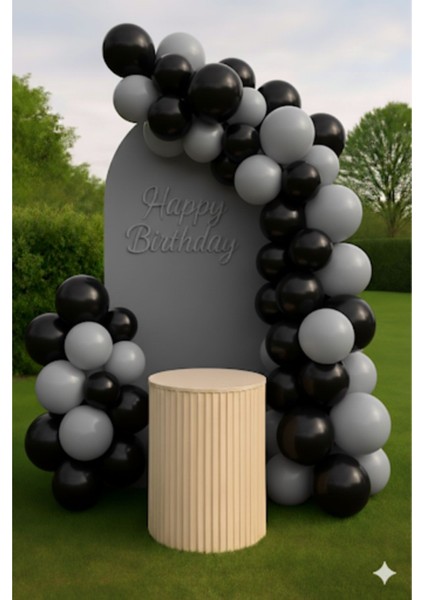 5 Adet Pastel Tonu Siyah-Gri Renk 5 Li 12INÇ Siyah Gri Balon-Doğum Günü Parti Süsleri Balon
