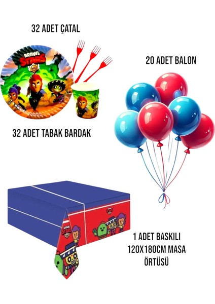 Brawl Stars Temalı Doğum Günü Parti Seti - Erkek Çocuk Doğum Günü Parti Süsleri 32 Kişilik fiyatları