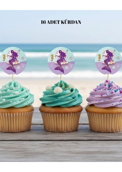 Deniz Kızı Baskılı 16 Adet Parti Sunum Kürdanı