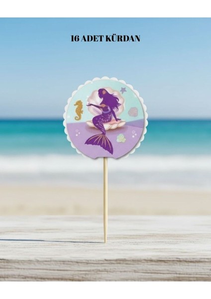 Deniz Kızı Baskılı 16 Adet Parti Sunum Kürdanı fiyatları