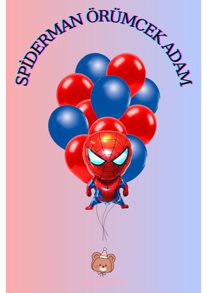 Örümcek Adam Temalı Karakter Baskılı Folyo Balon Seti