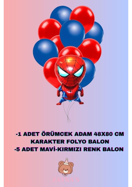 Örümcek Adam Temalı Karakter Baskılı Folyo Balon Seti fiyatları