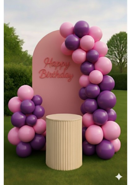 5 Adet Pastel Tonu Pembe-Mor Renk 12INÇ Pembe Mor Balon-Doğum Günü Parti Süsleri Balon