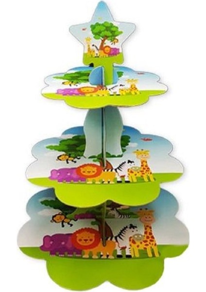 Safari Karton Kek Standı 3 Katlı