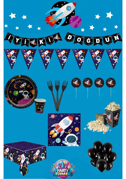 Uzay 8 Kişilik Lüks Doğum Günü Parti Malzemeleri Seti