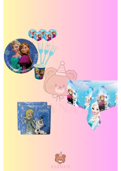 Frozen Elsa Temalı 24 Kişilik Doğum Günü Parti Seti - Karlar Ülkesi Elsa Konseptli Parti Süsleri