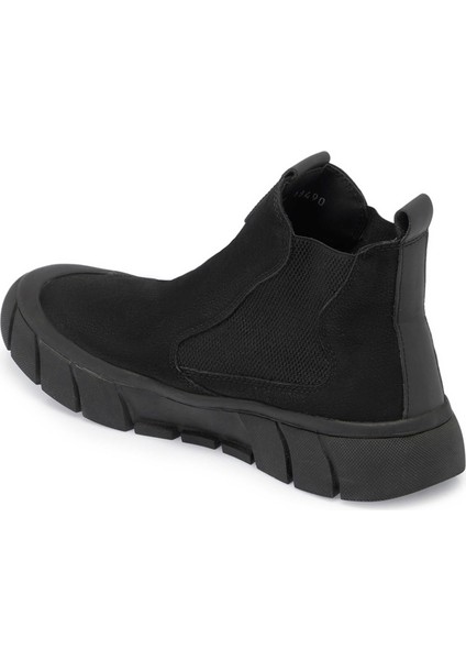 Siyah Hakiki Nubuk Deri Erkek Bot - E23K1BT56395-A64