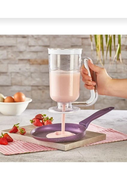 Pankek Dağıtıcı Hamur Porsiyonlayıcı Şekillendirici 900 ml Dökme Aparatı Beyaz