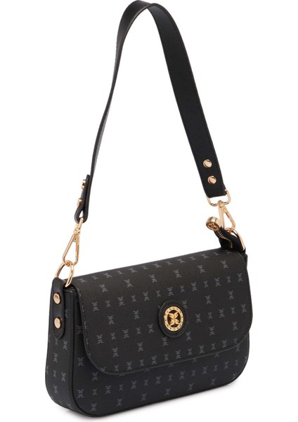 Siyah Print Kadın Omuz Çantası - S1WPR0000800-T0E