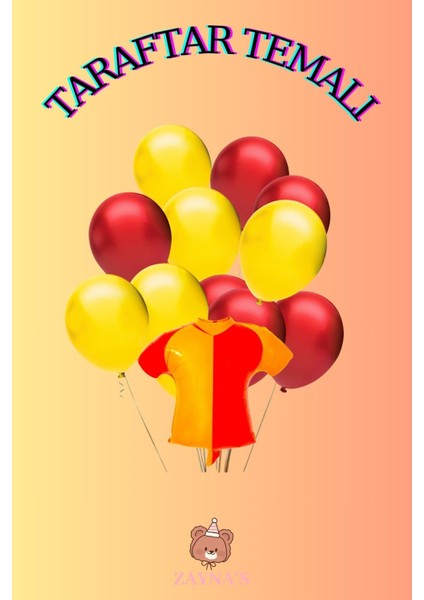Taraftar Temalı Sarı Kırmızı Renk Forma Şekilli Folyo Balon Seti