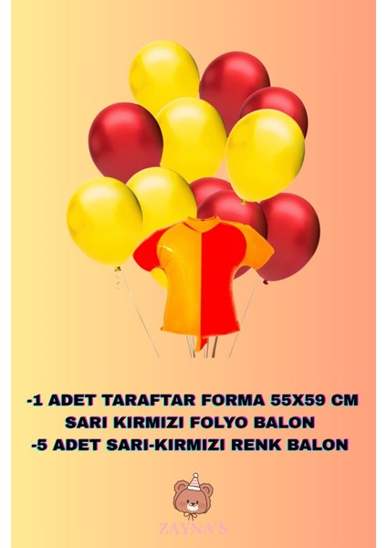 Taraftar Temalı Sarı Kırmızı Renk Forma Şekilli Folyo Balon Seti fiyatları