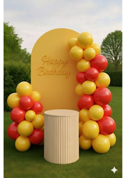 100 Adet Pastel Tonu Sarı-Kırmızı Renk 100 Lü 12INÇ Sarı Kırmızı Balon-Doğum Günü Part Süsleri Balon