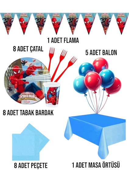 Örümcek Adam 8 Kişilik Set Doğum Günü Parti Malzemeleri Erkek Çocuk Doğum Günü fiyatları