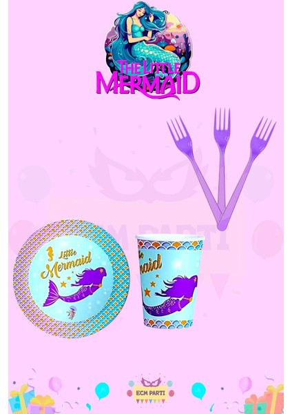 Deniz Kızı Temalı 16 Kişilik Extra Mini Doğum Günü Parti Seti