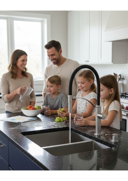 Corda BRC_072M Çift Akışlı Elastik Spiralli Krom Mutfak Evye Bataryası | 435 mm Yükseklik, Manyetik Tutucu,sessiz kullanım modelleri