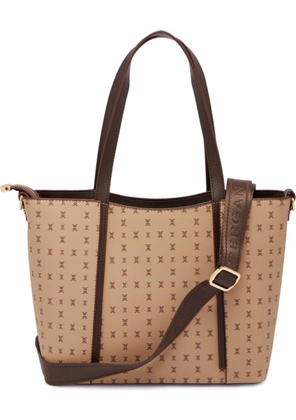 Bej Print Kadın Omuz Çantası - S1WPR0000804-T2E