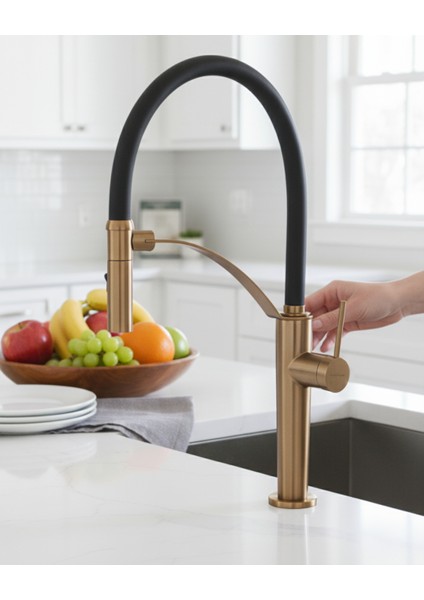 Corda BRC_C72M Çift Akışlı Elastik Spiralli Bronz Mutfak Evye Bataryası | iz bırakmaz, çizilmelere dayanıklı,sessiz kullanım modelleri