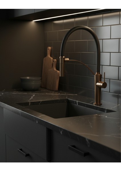 Corda BRC_C72M Çift Akışlı Elastik Spiralli Bronz Mutfak Evye Bataryası | iz bırakmaz, çizilmelere dayanıklı,sessiz kullanım fırsatları