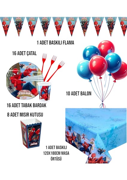 Örümcek Adam 16 Kişilik Doğum Günü Parti Seti - Örümcek Adam Konsepti Kek Standı fiyatları