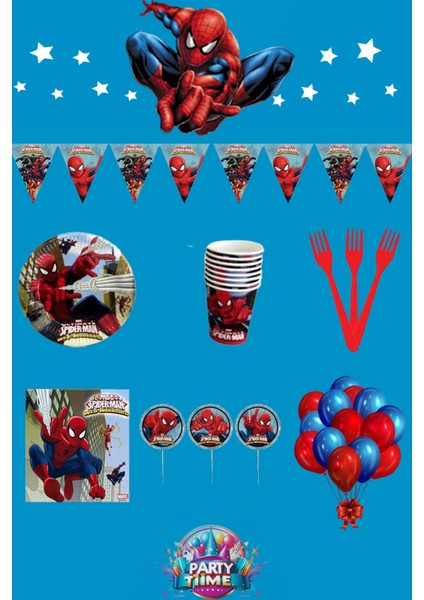 Örümcek Adam Spider Man 16 Kişilik Ekonomik Doğum Günü Parti Malzemeleri Seti