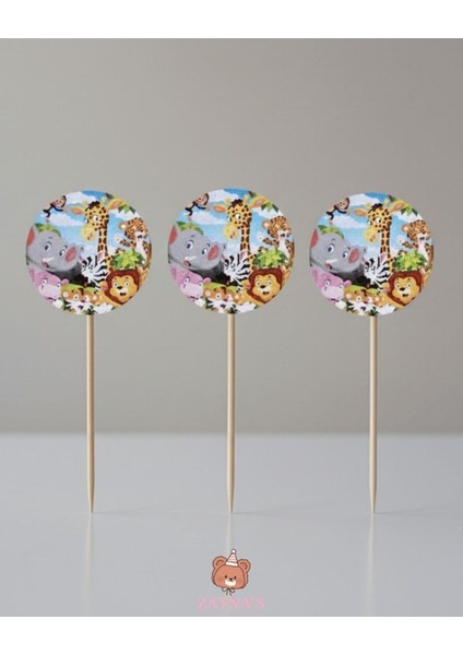 Safari Orman Baskılı 16 Adet Parti Sunum Cıpcake Kürdanı fiyatları