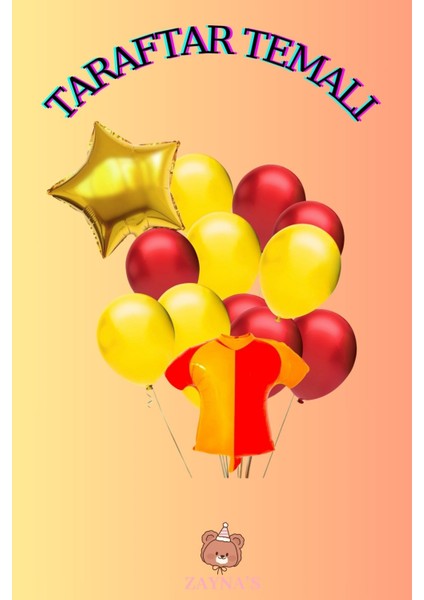 Taraftar Sarı Kırmızı Renk Forma Şekilli Folyo Balon Seti Yıldızlı