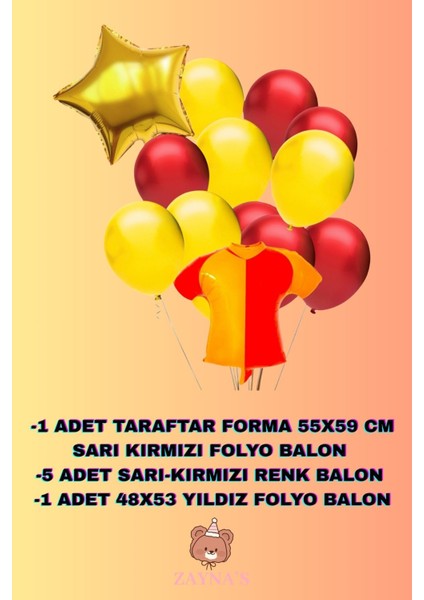 Taraftar Sarı Kırmızı Renk Forma Şekilli Folyo Balon Seti Yıldızlı fiyatları