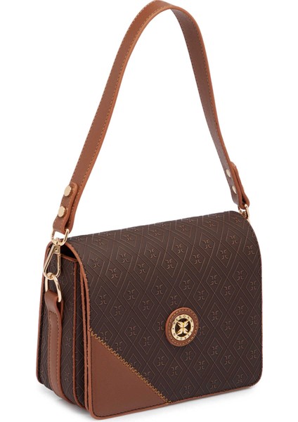 Kahve Print Kadın Omuz Çantası - S1WPR0000807-R1P