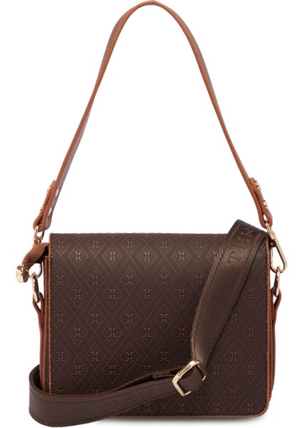 Kahve Print Kadın Omuz Çantası - S1WPR0000807-R1P