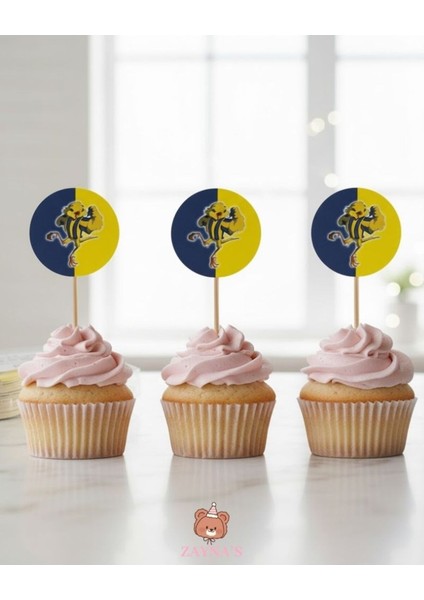 Sarı Lacivert Taraftar Baskılı 16 Adet Parti Sunum Kürdanı