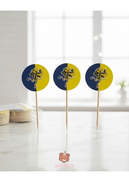 Sarı Lacivert Taraftar Baskılı 16 Adet Parti Sunum Kürdanı fiyatları