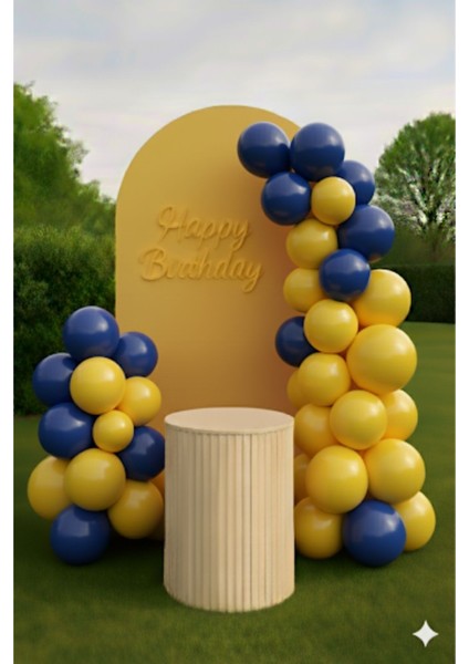 10 Adet Pastel Tonu Sarı-Lacivert Renk 12INÇ Sarı Lacivert Balon-Doğum Günü Parti Süsleri Balon