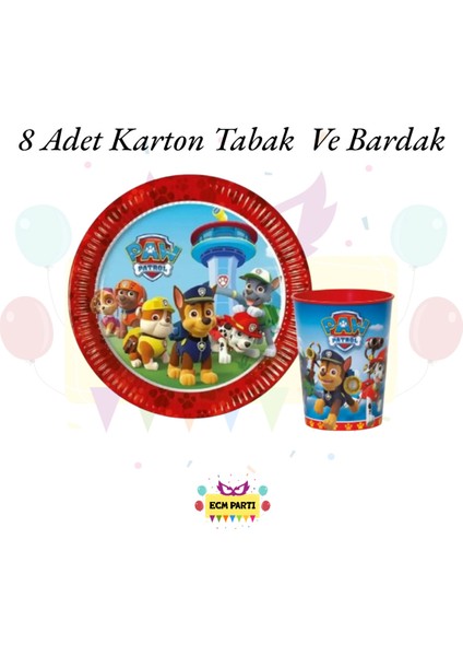 Paw Patrol Temalı Karton Tabak ve Bardak Seti 8 Li - Doğum Günü Parti Seti Malzemeleri fiyatları