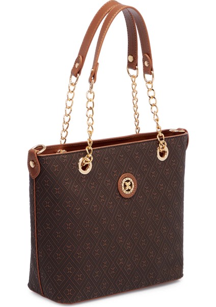 Kahve Print Kadın Omuz Çantası - S1WPR0000801-R1P