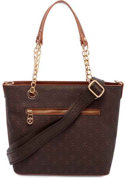 Kahve Print Kadın Omuz Çantası - S1WPR0000801-R1P