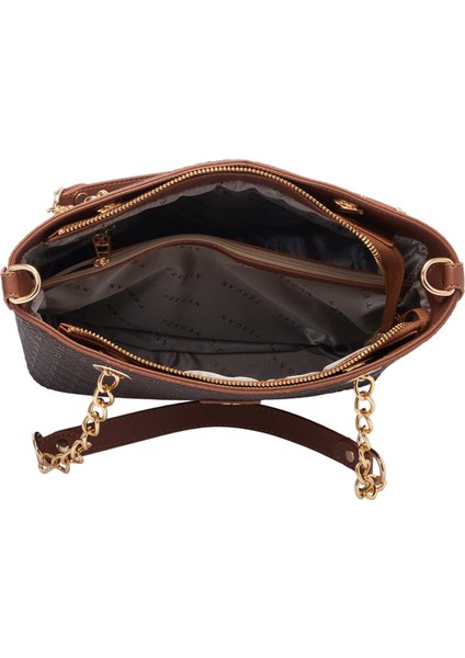 Kahve Print Kadın Omuz Çantası - S1WPR0000801-R1P