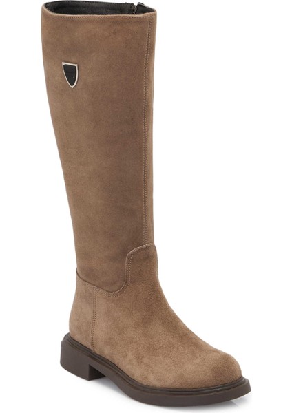 Vizon Hakiki Süet Deri Kadın Casual Çizme - K24K1CM67745-A02