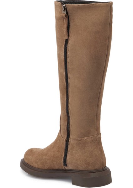 Vizon Hakiki Süet Deri Kadın Casual Çizme - K24K1CM67745-A02
