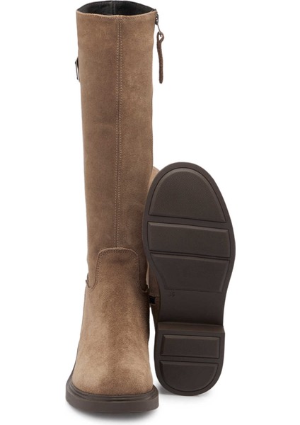 Vizon Hakiki Süet Deri Kadın Casual Çizme - K24K1CM67745-A02