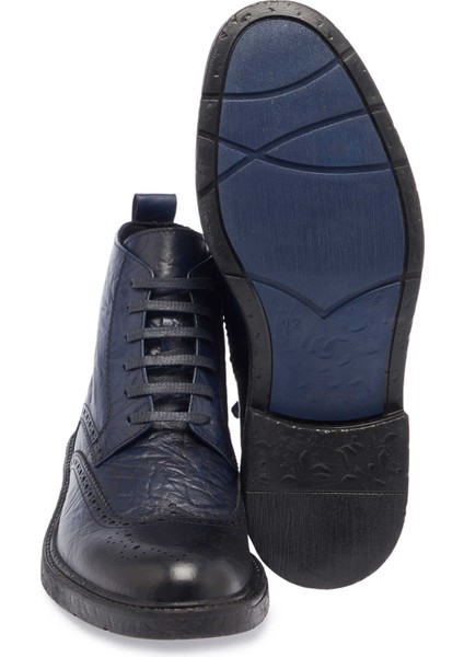 Lacivert Hakiki Deri Erkek Bot - E23K1BT56538-A31