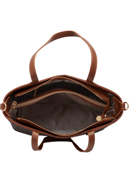 Kahve Print Kadın Omuz Çantası - S1WPR0000804-R1P