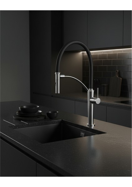 Corda BRC_F72M Çift Akışlı Elastik Spiralli Fırçalanmış Çelik Mutfak Evye Bataryas| Manyetik Tutucu, Sessiz kullanım ,Su Tasarrufu fiyatları