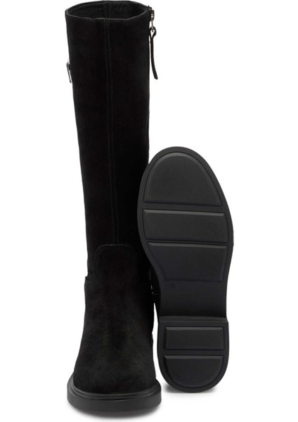 Siyah Hakiki Süet Deri Kadın Casual Çizme - K24K1CM67745-A01