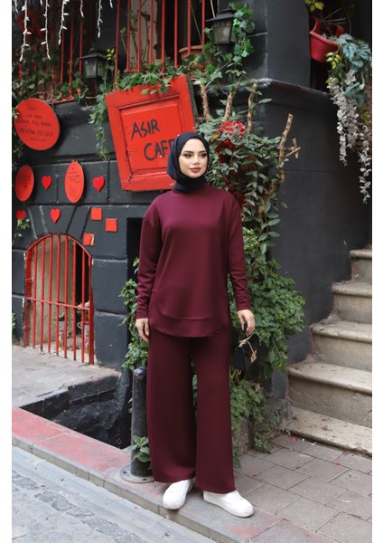 Oval Kesim Modal Pantolonlu Takım