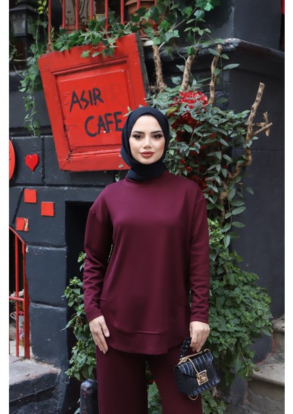 Oval Kesim Modal Pantolonlu Takım modelleri